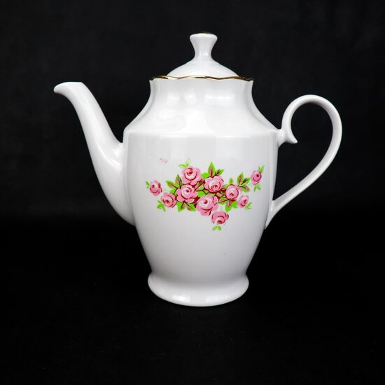 Ārijas kafijas kanna ar rozā rozītēm